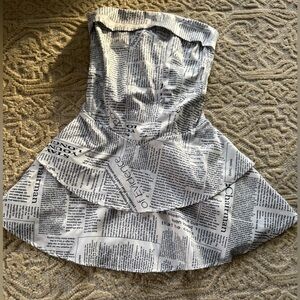 Newspaper print Taylor Swift reputation strapless dress